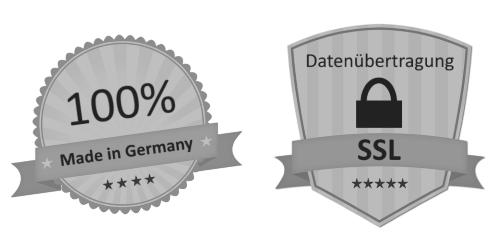 Made in Germany und SSL-Verschlüsselt Stempel