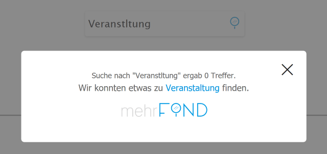 Rechtschreibkorrektur Vorschlag ähnlicher Suchergebnisse